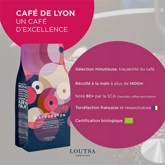 Café de Spécialité en Grains Bio Loutsa Café de Lyon - 250 gr