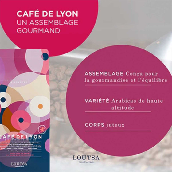 Café de Spécialité en Grains Bio Loutsa Café de Lyon - 3 paquets - 750 gr
