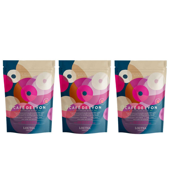 Café de Spécialité en Grains Bio Loutsa Café de Lyon - 3 paquets - 750 gr