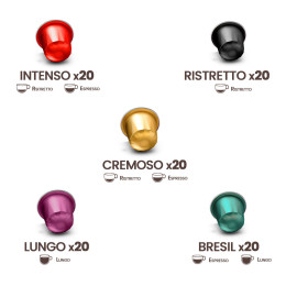 Assortiment Capsule Nespresso Compatible Café Orubia - 5 variétés - 100 capsules