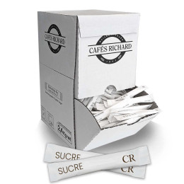 Sucre Blanc Cafés Richard - Boîte distributrice 750 bûchettes blanches