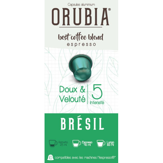 Capsule Nespresso Compatible Café Orubia Brésil 100% Arabica Intensité 5  - 1200 capsules