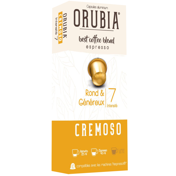 Capsule Nespresso Compatible Café Orubia Cremoso 100% Arabica Intensité 7 - 1200 capsules