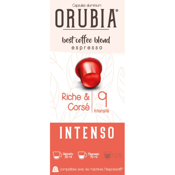 Capsule Nespresso Compatible Café Orubia Intenso 50% Arabica Intensité 9 - 1200 capsules