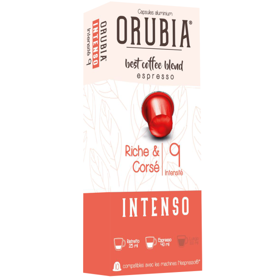 Capsule Nespresso Compatible Café Orubia Intenso 50% Arabica Intensité 9 - 1200 capsules