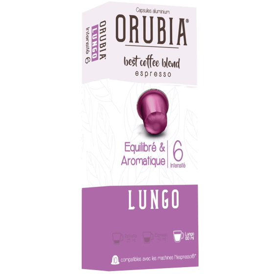 Capsule Nespresso Compatible Café Orubia Lungo 100% Arabica Intensité 6 - 1200 capsules