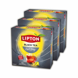 Coffret de Thé Noir Earl Grey Lipton - 3 coffrets - 300 sachets