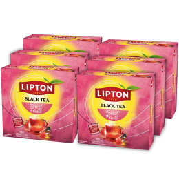 Coffret de Thé Noir Fruits Rouges Lipton - 6 coffrets - 600 sachets