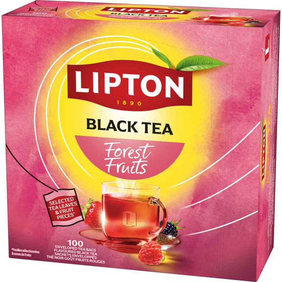 Coffret de Thé Noir Fruits Rouges Lipton - 6 coffrets - 600 sachets