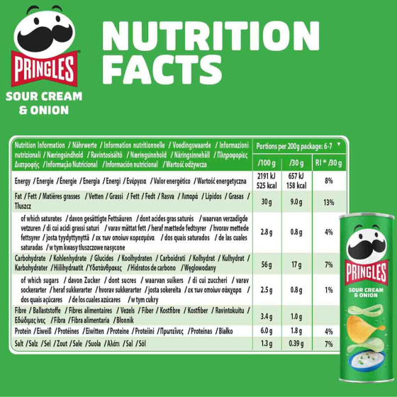Pringles Crème Oignons - Sour Cream & Onion 40g - 4 cartons - 48 boîtes