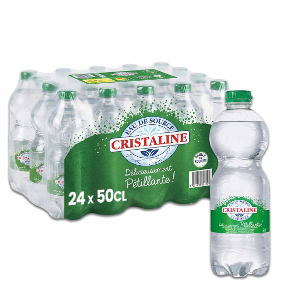 Cristaline Eau de source gazeuse Lot 24 bouteilles 50 cl