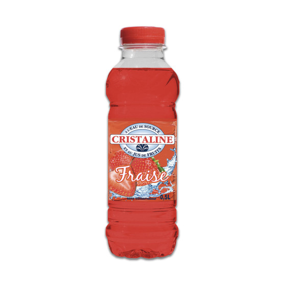 Bouteille d'eau Cristaline Jus de Fraise 50cl - Pack de 24 bouteilles