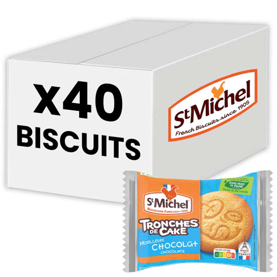 Tronche de Cake St Michel Chocolat - 40 gâteaux emballés individuellement