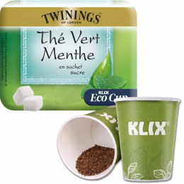 Gobelet Pré-dosé Twinings non-operculé compatible KLIX Thé Vert menthe sucré - 17 boissons