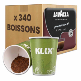 Gobelet Pré-dosé Lavazza compatible KLIX Café Espresso non sucré - 340 boissons