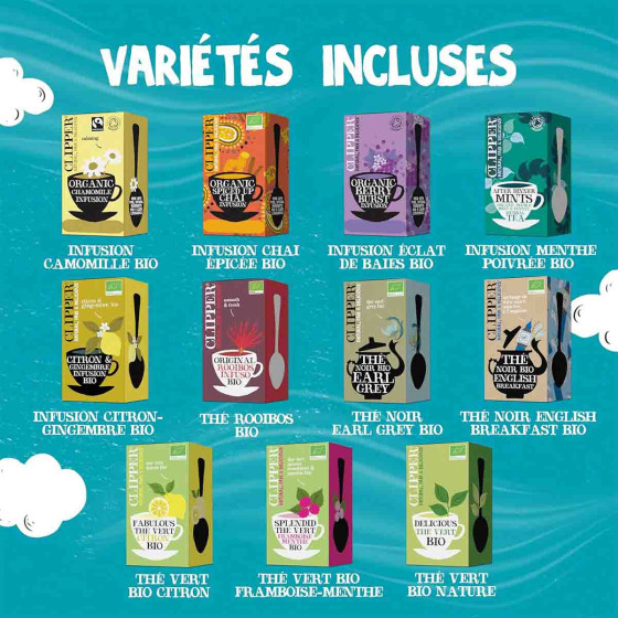 Coffret de Thés et Infusions Bio Clipper 11 variétés - 180 sachets