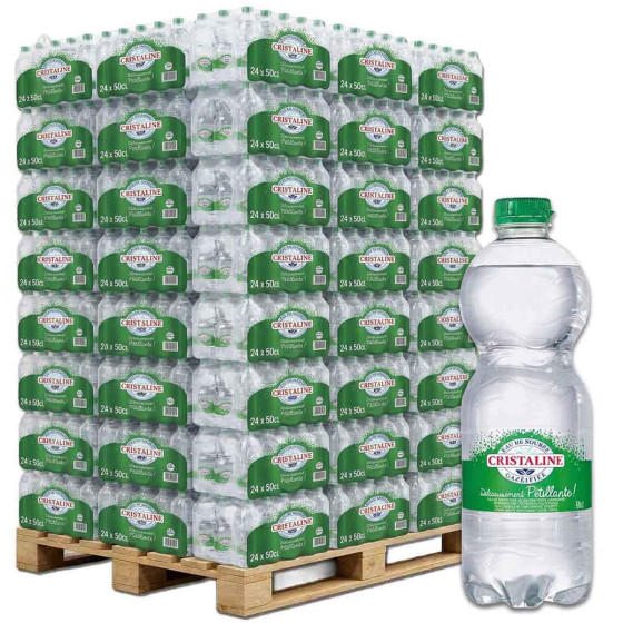 Bouteille d'eau gazeuse Cristaline Pétillante 50cl - Palette de 72 packs - 1728 bouteilles