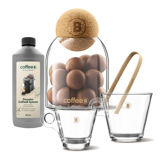 Pack Accessoires CoffeeB - Bocal + Pince + Détartrant + Tasses