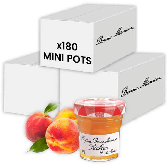 Confiture Pêche Bonne Maman 30 gr - 180 mini pots en verre