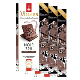 Tablette de chocolat Noir Villars 72% Héritage 1901 - 3 x 100 gr