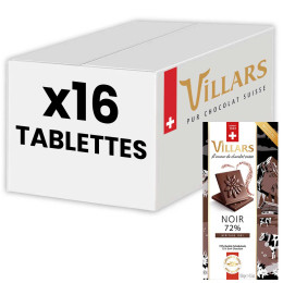Tablette de chocolat Noir Villars 72% Héritage 1901 - carton de 16 x 100 gr