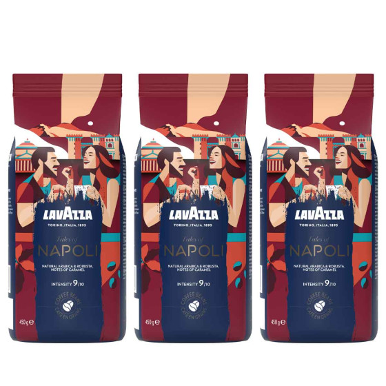 Café en Grains Lavazza Tales of Napoli - 3 paquets - 1,35 Kg