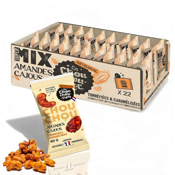 Amandes Cajous Torréfiées & Caramélisées La Chouchoutière - Boite de 22 sachets