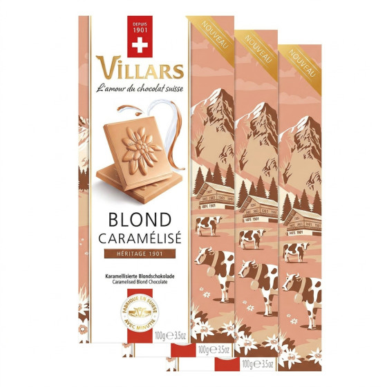 Tablette de Chocolat Blond Caramélisé Villars Héritage 1901 - 3 x 100 gr