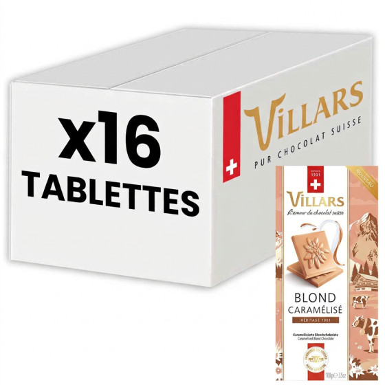 Tablette de Chocolat Blond Caramélisé Villars Héritage 1901 - carton de 16 x 100 gr