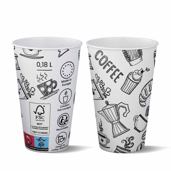 Gobelet carton 18 cl (7oz) Graffiti - 3000 gobelets