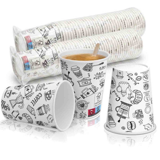 Gobelet carton Boissons Chaudes 30 cl (12oz) Graffiti - 100 gobelets