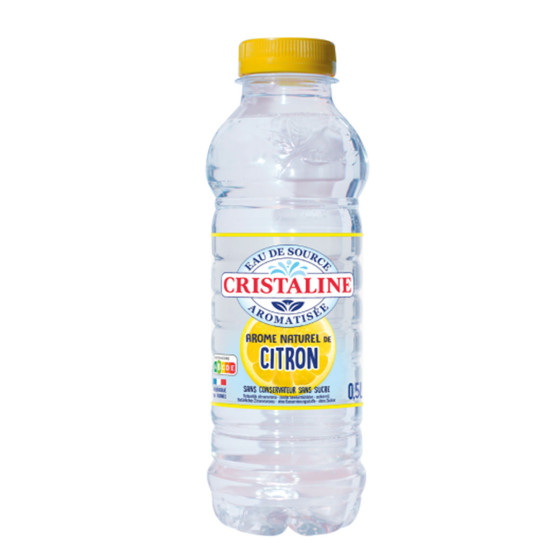 Bouteille d'eau Cristaline Citron 50cl - Pack de 24 bouteilles