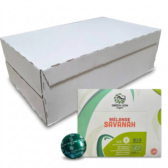 Capsule Nespresso Pro Compatible Café Bio Green Lion Coffee Le Mélange Savanah - 6 boîtes - 300 capsules