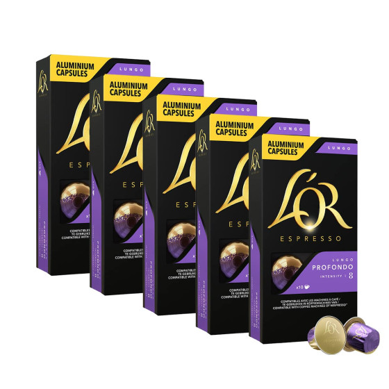 Capsule Nespresso Compatible Café L'Or Espresso Lungo Profondo - 5 boîtes - 50 capsules