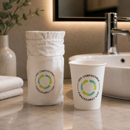 Gobelet emballé individuel hotel en carton 20 cl - Compostable - 1000 gobelets