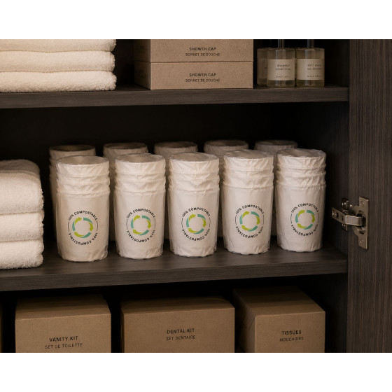 Gobelet emballé individuel hotel en carton 20 cl - Compostable
