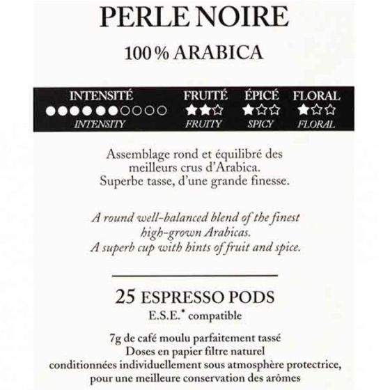 Dosette ESE Cafés Richard Perle Noire 100% Arabica - 25 dosettes emballées individuellement