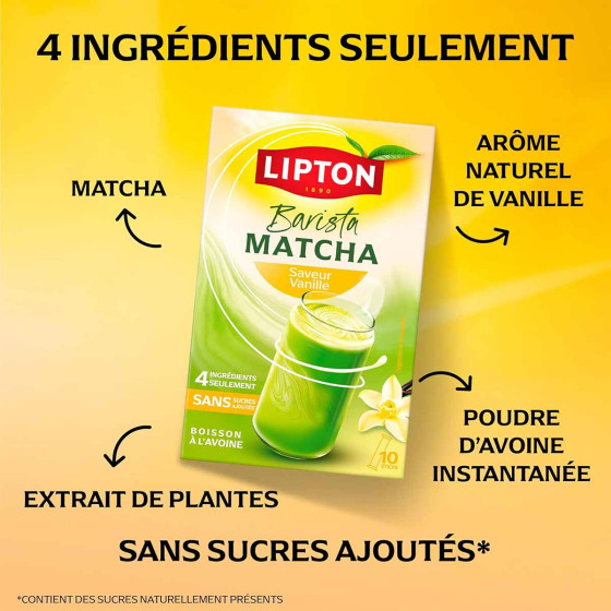 Matcha Lipton Barista saveur Vanille - 10 sticks