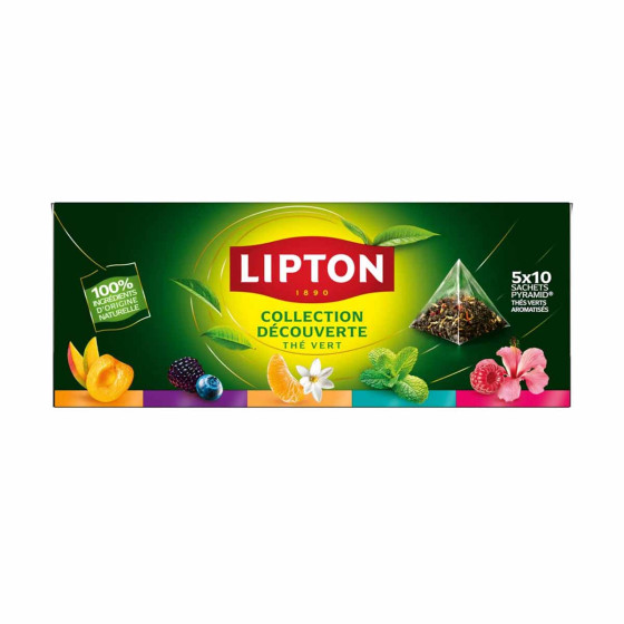 Coffret de Thés Verts 5 variétés Lipton - 50 sachets