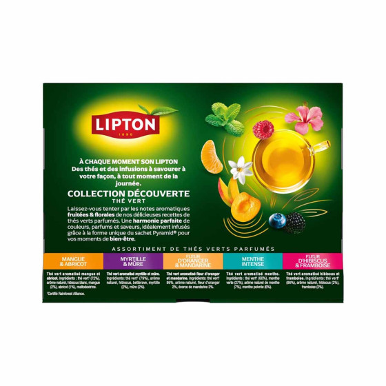 Coffret de Thés Verts 5 variétés Lipton - 50 sachets