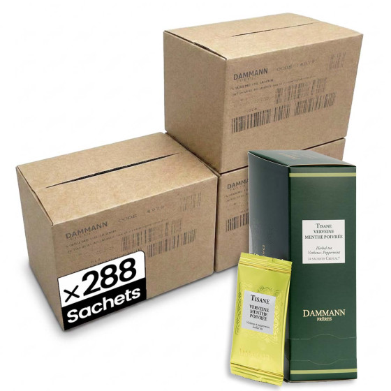 Infusion Dammann Frères Tisane Verveine Menthe Poivrée - 12 boites - 288 sachets enveloppés