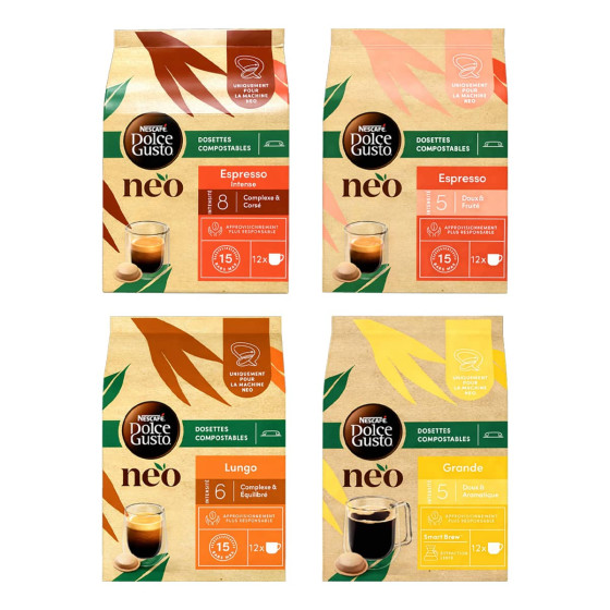 Pack Découverte Café - Dosettes Nescafé Dolce Gusto NEO - 4 boîtes - 48 dosettes