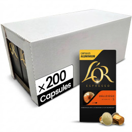 Capsule Nespresso Compatible Café L'Or Espresso Delizioso - 20 boîtes - 200 capsules