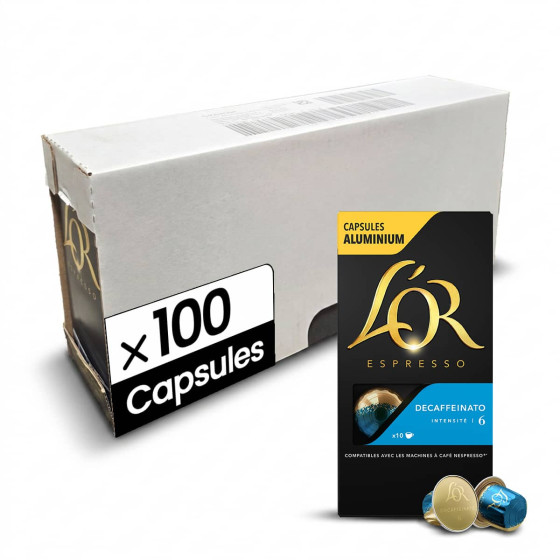 Capsule Nespresso Compatible Café L'Or Espresso Decaffeinato - 10 boîtes - 100 capsules