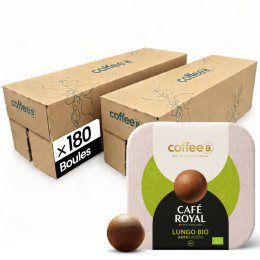 Boule de café CoffeeB Café Royal Lungo Bio - 20 boites - 180 boules
