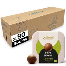 Boule de café CoffeeB Café Royal Lungo Bio - 10 boites - 90 boules
