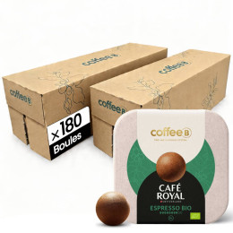 Boule de café CoffeeB Café Royal Espresso Bio - 20 boites - 180 boules