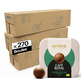 Boule de café CoffeeB Café Royal Espresso Bio - 30 boites - 270 boules