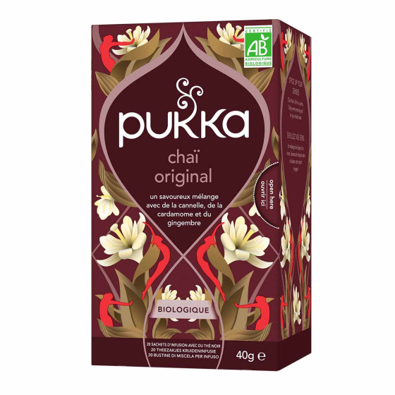 Thé Noir Bio Pukka Chaï Original - 4 boites - 80 sachets