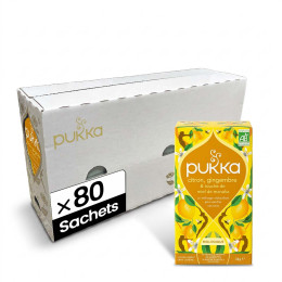Infusion Bio Pukka Citron, Gingembre et touche de Miel de Manuka - 4 boites - 80 sachets